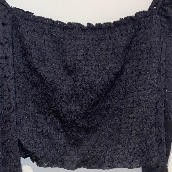 Iris Womens Lace Longsleeve Off Shoulder Crop Top - Picture 7 of 7